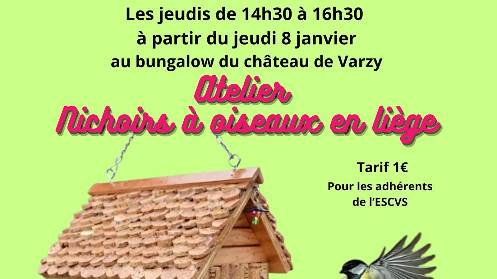 Atelier nichoirs à oiseaux en liège avec Envies 